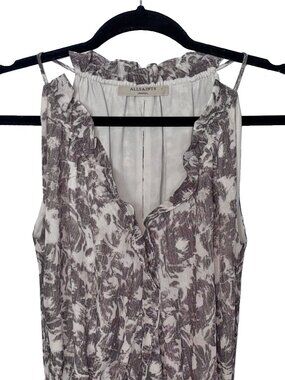 Allsaints Nyla Rosa Brown & Ivory Sleeveless Maxi Dress - Size S